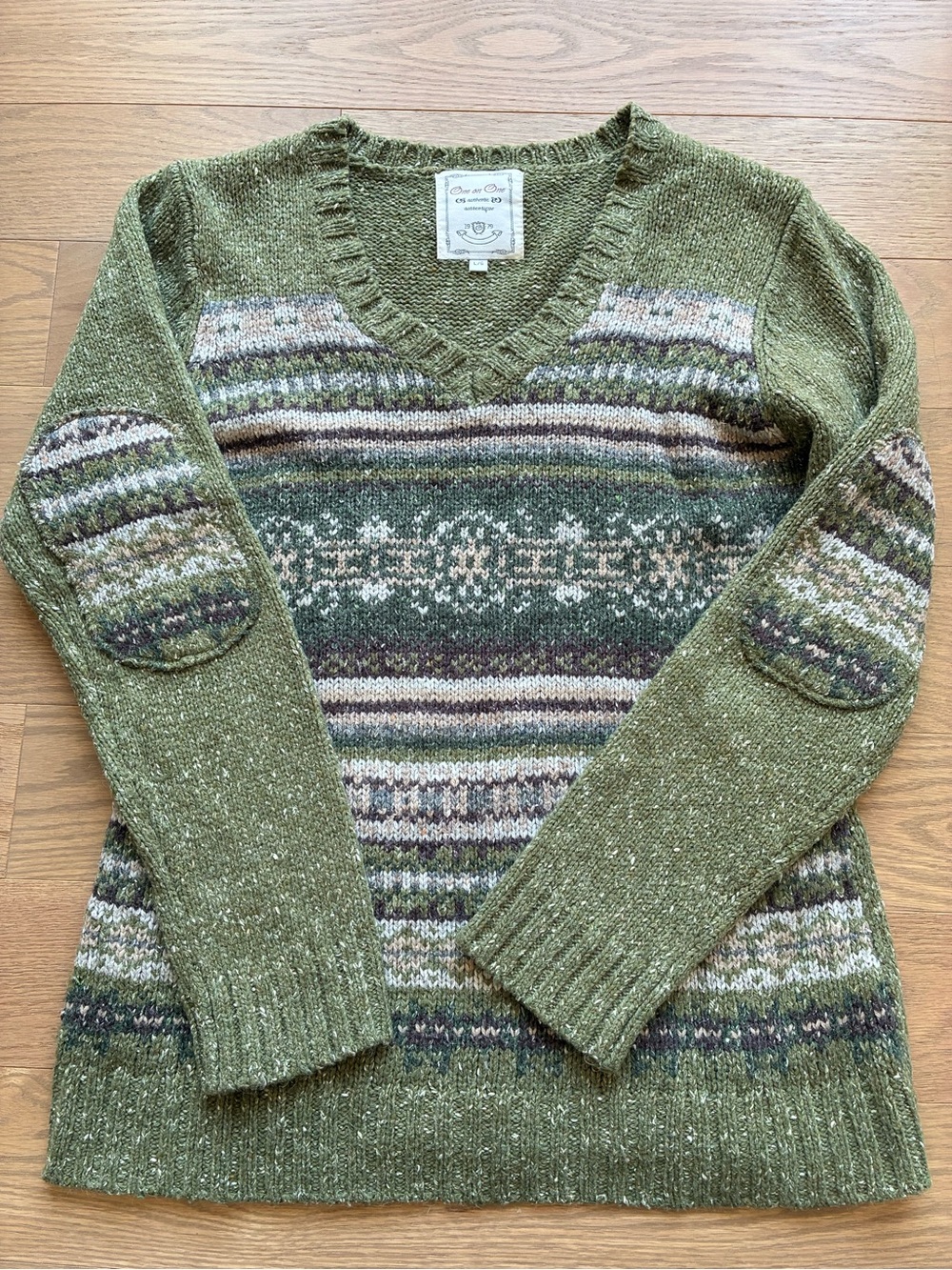 Vintage Nordic-Style Knit Sweater – Size L/G